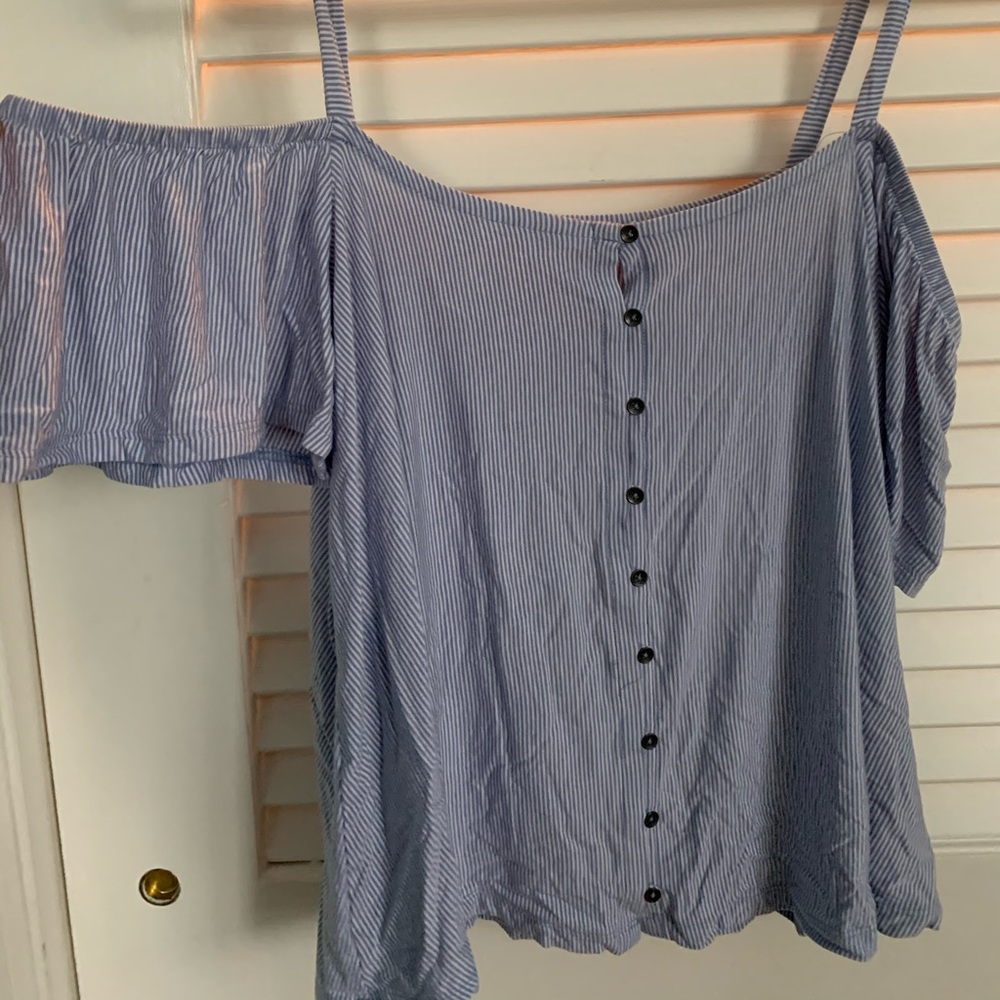 Blue and white striped top